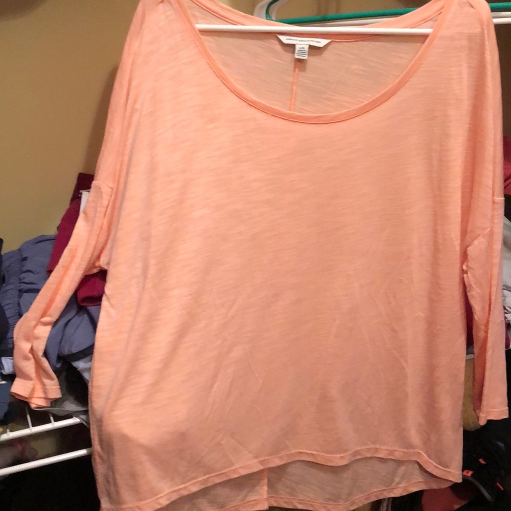 AEO peach flowy 3-4 sleeve blouse